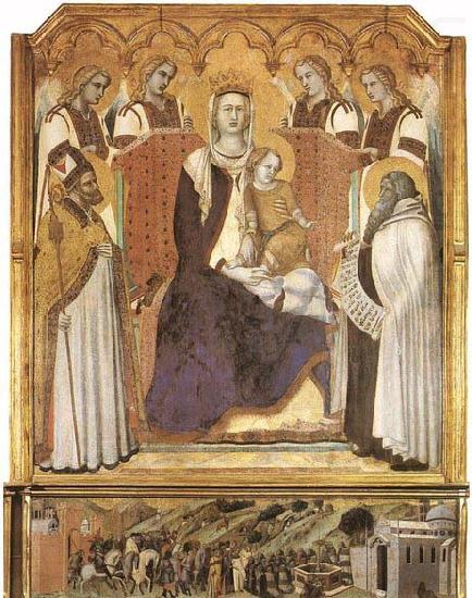 Ambrogio Lorenzetti Madonna with Angels between St Nicholas and Prophet Elisha china oil painting image